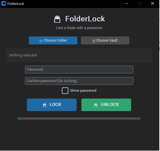 Folder Lock for Windows - Password protect folders in Windows 11 with folder lock app for PC secure encryption interface